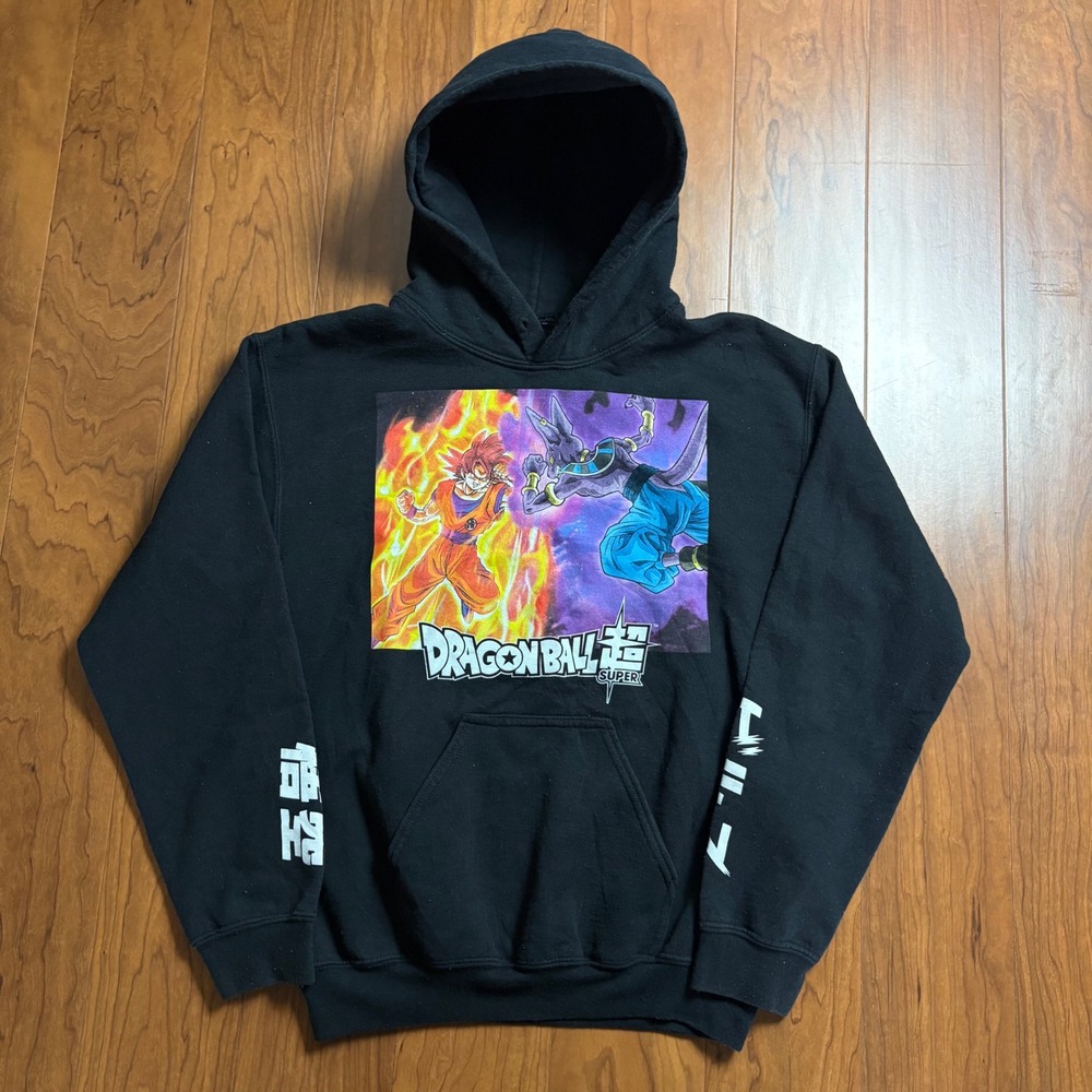 Dragon Ball Super Goku vs Beerus Black Graphic Hoodie Mens Small Anime Hoodie